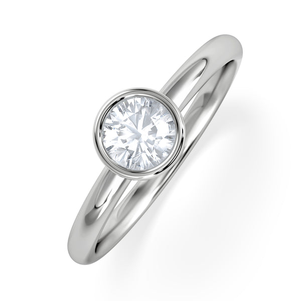 Horizon Round Cut Lab Diamond Solitaire Ring 0.50ct H/SI in 9K White Gold